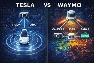 Tesla vs. Waymo: dvě protichůdné vize